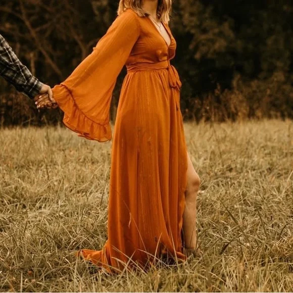 Rust Boho Maxi Dress - Picture 4 of 4